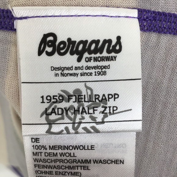 Wool Base Layer Quarter Zip Top Gray White Stripe Women’s S Bergans of Norway - Picture 7 of 12